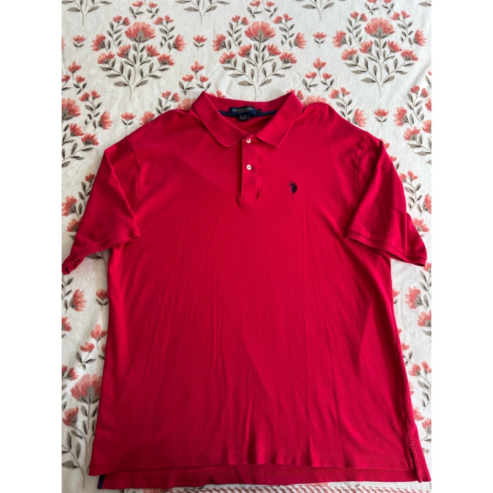 US Polo Assn Mens 2XL Red Luxury Feel Cotton Short Sleeve Polo Shirt 23304598
